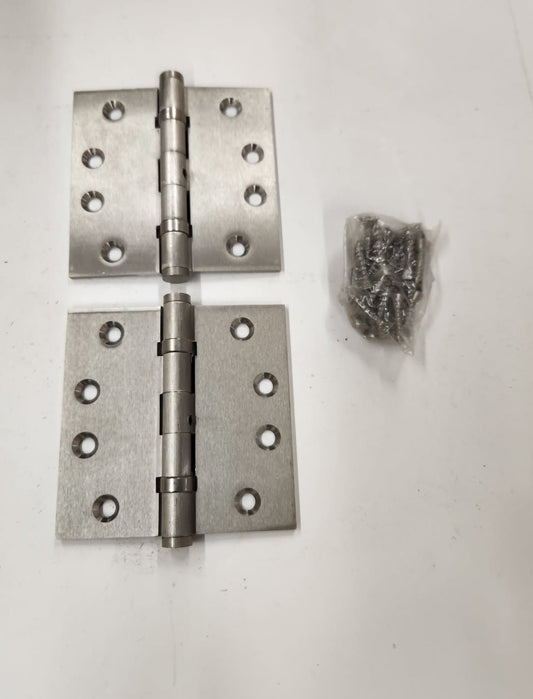 Heavy Duty Ball Bearing Hinges with NON-REMOVEABLE PIN - 4" x 4"- Square- in Satin Nickel