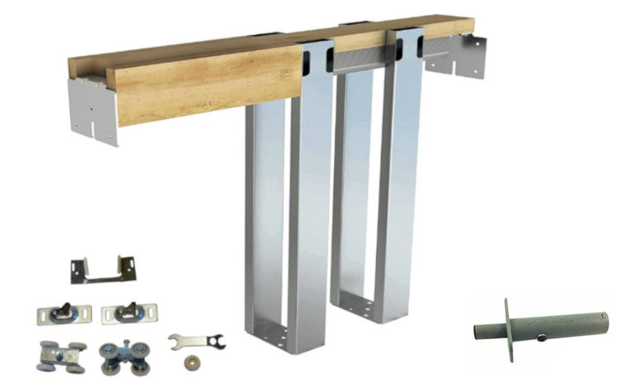 HBP-  SINGLE- 2 x 4 - Pocket Door Frame Kit  w/ 4-Wheel Ball Bearing Hangers  and EZ CLOSER ( 80",  84", and 96" Heights )