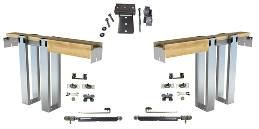 HBP- DOUBLE- 2 x 4-  Pocket Door Frame Kit with EITHER  a Soft Close OR  Soft Open   -(  80 , 84"  and  96" Height Doors)